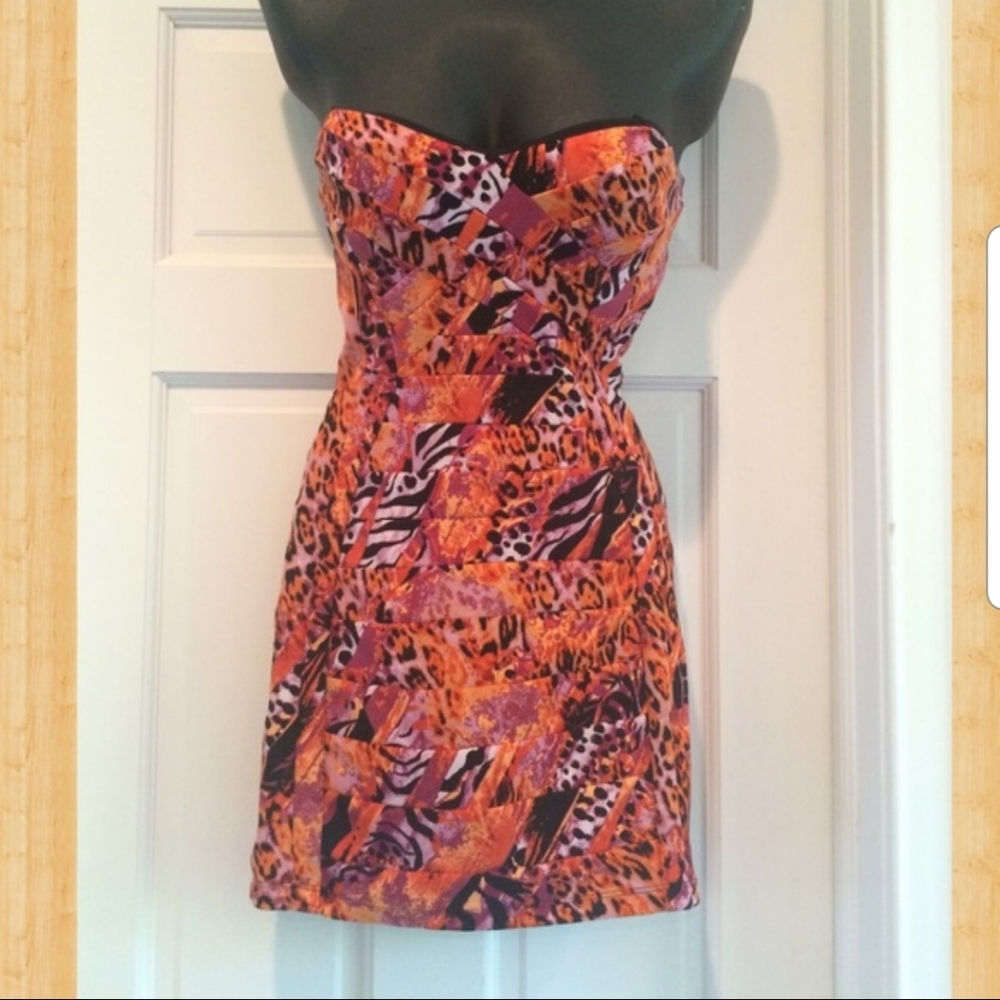 Strapless Animal print dress
